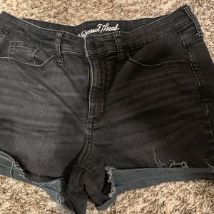 Black denim shorts